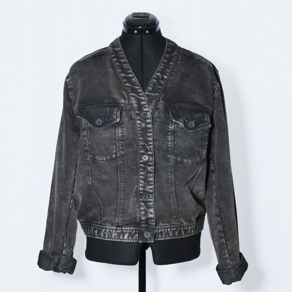Bomber Denim Jacket Acid Wash
